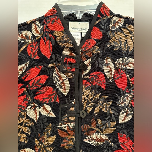 Coldwater Creek Reversible Black & Red Leaf Vest Christmas Size S - Picture 3 of 8